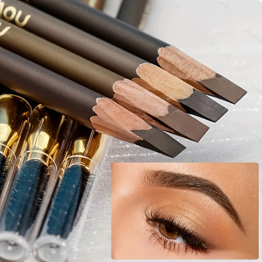 Smudge Proof Waterproof Eyebrow Pencil 4-Pack Double-Ended with Built-In Spoolie Brush – Long Lasting Sulfate Free Natural Brow Look for All Skin Types