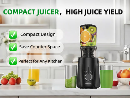 Masticating Juicer Cold Press - 4.25" Wide Feed Chute Auto-Feed Slow Juicer for Whole Fruits & Vegetables, 98% Juice Extraction, Quiet Motor, Easy to Clean, Compact for 1-2 People, Multiple Colors