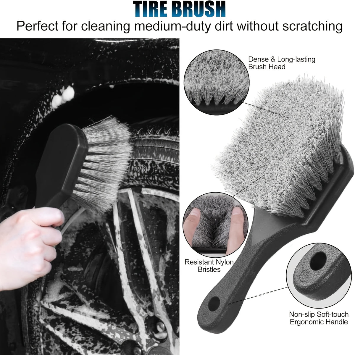FCLUSLL 8pcs Car Wheel And Tire Cleaning Brush Set: A Flexible And Durable Set Of Wheel Cleaning Brushes, Suitable for Wheels And Tires