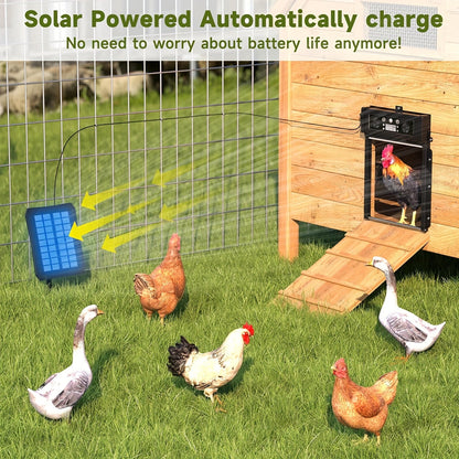 Automatic Chicken Coop Door Solar Powered – KA-200 Aluminum Alloy Auto Door with Timer, Light Sensor, Anti-Pinch Safety, Remote Control & Solar Panel Included – Poultry Coop Management
