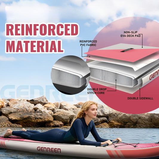 11ft SUP Board Inflatable Stand Up Paddle Board – Non-Slip Deck, Wide Stance, Heavy-Duty for Adults Beginners Experts, Yoga Fishing Lake Ocean River, Travel Backpack Included