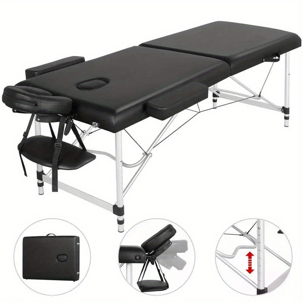 Portable Massage Table Foldable Aluminum Spa Bed – 3-Fold Adjustable Height 24" Wide Padded Treatment Bed for Esthetician, Lash Tech, Tattoo Artist, Waxing & Mobile Beauty Salon