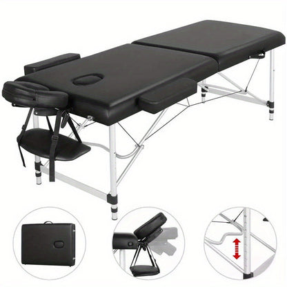 Portable Massage Table Foldable Aluminum Spa Bed – 3-Fold Adjustable Height 24" Wide Padded Treatment Bed for Esthetician, Lash Tech, Tattoo Artist, Waxing & Mobile Beauty Salon