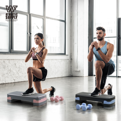 Aerobic Stepper Set with 2 Dumbbells & Measuring Tape – Adjustable Height 4"/6" Exercise Step Platform Non-Slip Workout Stepper for Home Gym, Supports 550 LB, 3 Colors