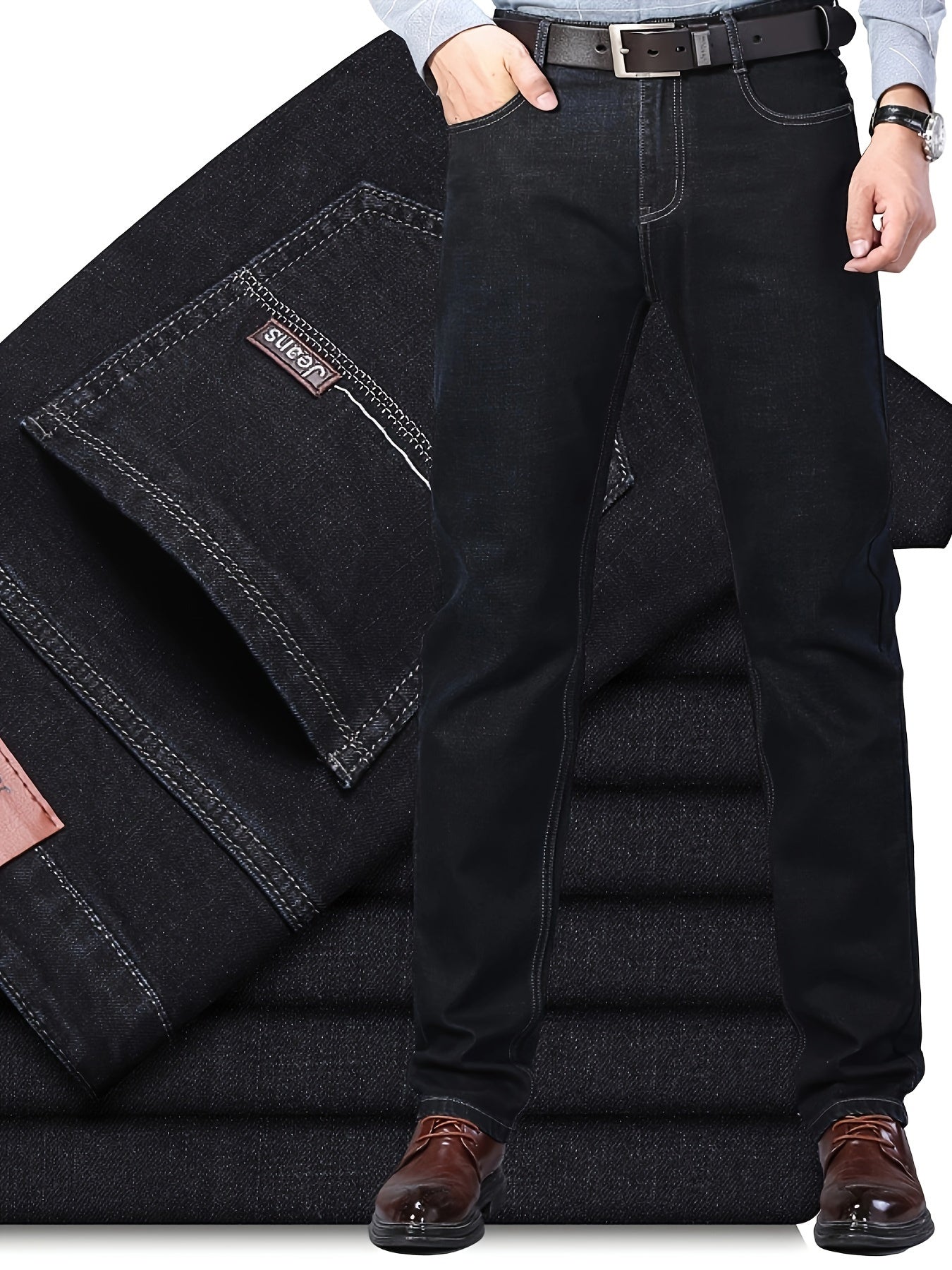 Men's Straight Leg Jeans - Black Denim Clean Finish Weekend