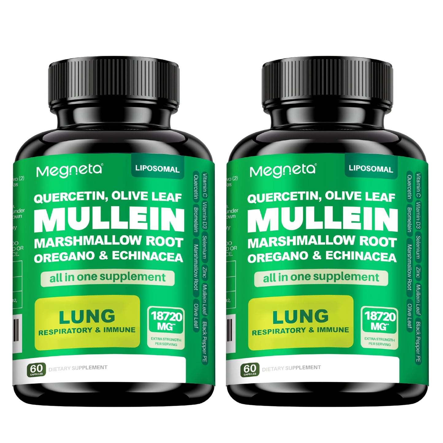 Mullein Leaf Lung Health Supplement with Quercetin, Bromelain, Vitamin C & D3, Zinc & Selenium – Herbal Respiratory & Bronchial Support Formula for Clear Breathing | 60 Capsules