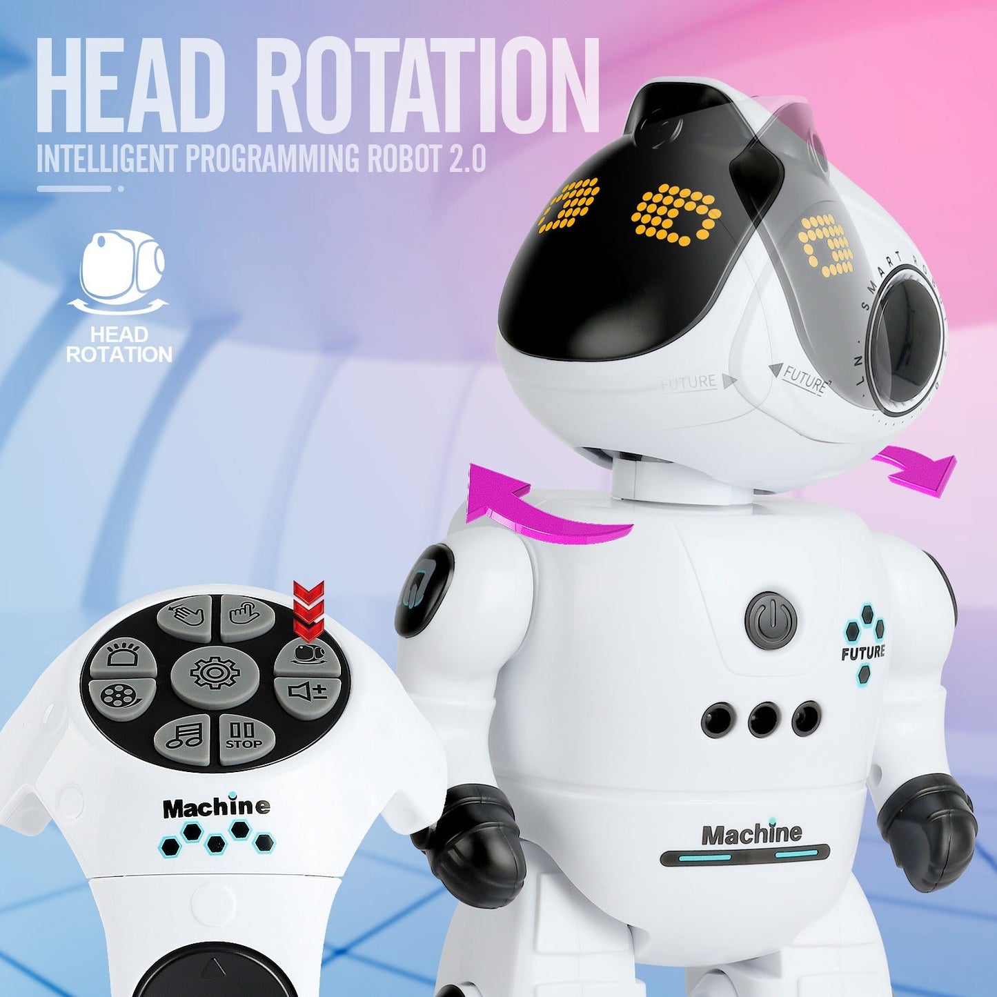 Gesture Control RC Robot Toy for Kids – Voice Recording, Programming, EMO LED Infrared Intelligent Interactive Robot, STEM Gift for Boys Girls Ages 6 7 8 9 10, Birthday Christmas (Green/Blue/Yellow)