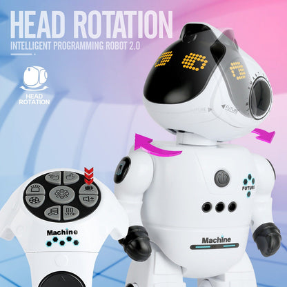 Gesture Control RC Robot Toy for Kids – Voice Recording, Programming, EMO LED Infrared Intelligent Interactive Robot, STEM Gift for Boys Girls Ages 6 7 8 9 10, Birthday Christmas (Green/Blue/Yellow)