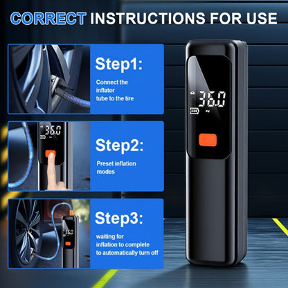 Portable Tire Inflator Wireless Air Compressor with Digital LED Display Auto Pressure Detection USB-C Rechargeable for Car Bicycle Motorcycle Basketball