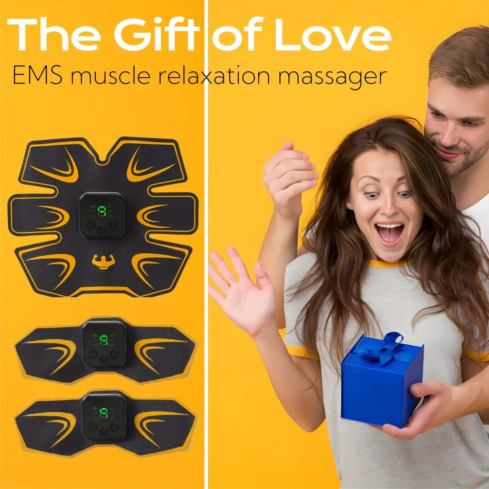 EMS Muscle Stimulator Trainer Patches – 8 Modes 19 Intensities Fitness Exerciser for Arms, Legs & Body Toning, Electric Muscle Training Pad for Home Gym Workout