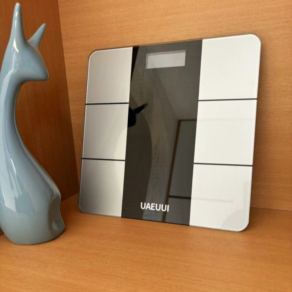 Smart Body Fat Scale with Wireless App Sync – Digital Bathroom Scale, Body Composition Tracker, Battery-Powered, Compact Design for Home & Bathroom, Easy Placement, Gray