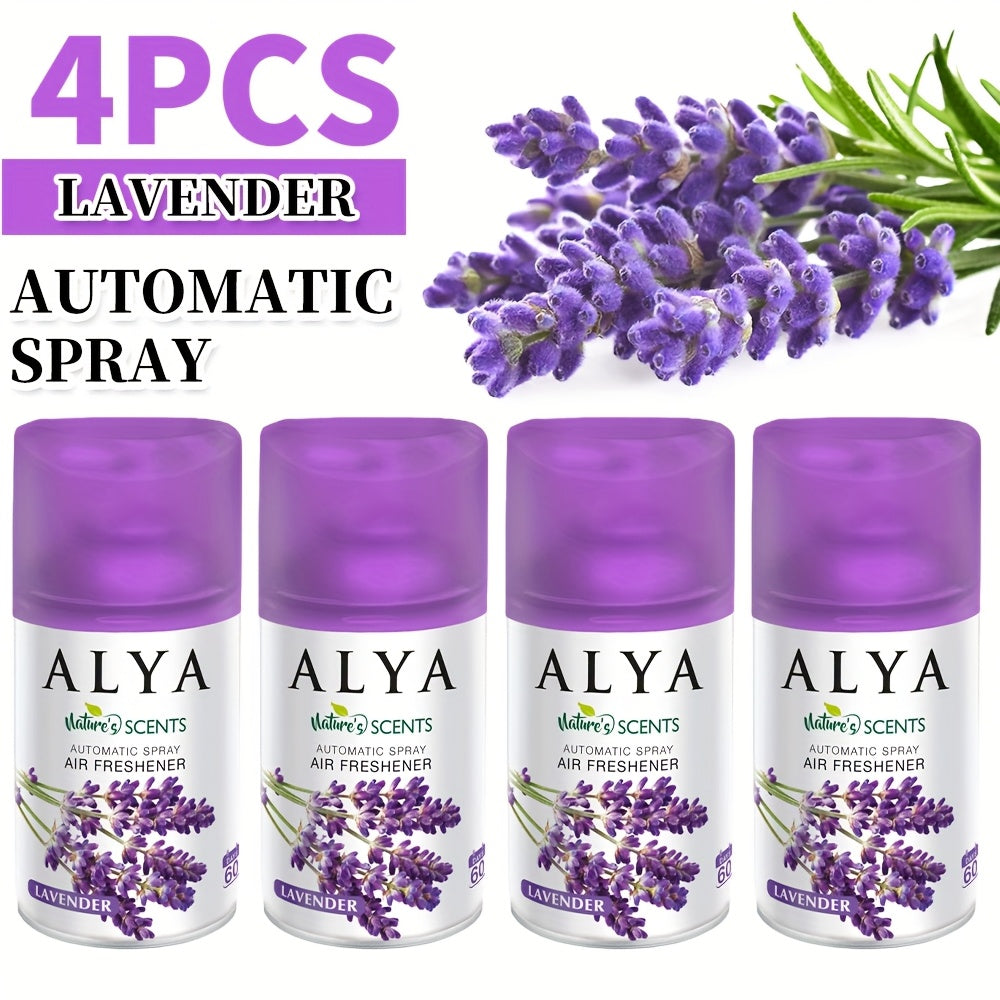 Automatic Spray Air Freshener Refill 8.45oz 1pc or 4pcs - 6 Scents Lavender Vanilla Cool Linen Ocean Mixed Berries Magnolia, Odor Fighting Room Spray for Car Office Home Bathroom Kitchen Fabric Closet