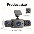 PODOFO Dual Camera Dash Cam 1080P, Suitable for Cars, 4-Channel Front/Rear/Left/Right, 3.16-inch IPS Screen, Night Vision, Loop Recording, 24-Hour Parking Monitoring with G-Sensor/Motion Detection, Optional 64GB Memory Card, Vehicle Security Camera