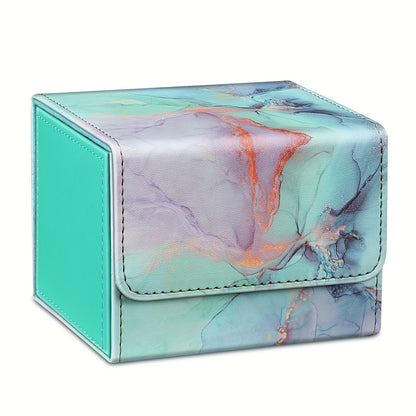 Magnetic Card Storage Box 180+ Cards MTG TCG CCG – Premium PU Leather Deck Box with Magnetic Closure, Built-In Divider, Marble & Starry Sky Colors for Trading Card Collectors & Players