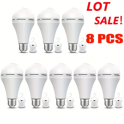 Rechargeable Emergency LED Light Bulb 12W 1100 Lumens 96W Equivalent with 800mAh Battery Backup – 6500K E26 E27 Base Non-Dimmable Auto-On Power Outage Bulb for Home Office Camping, 8-Pack