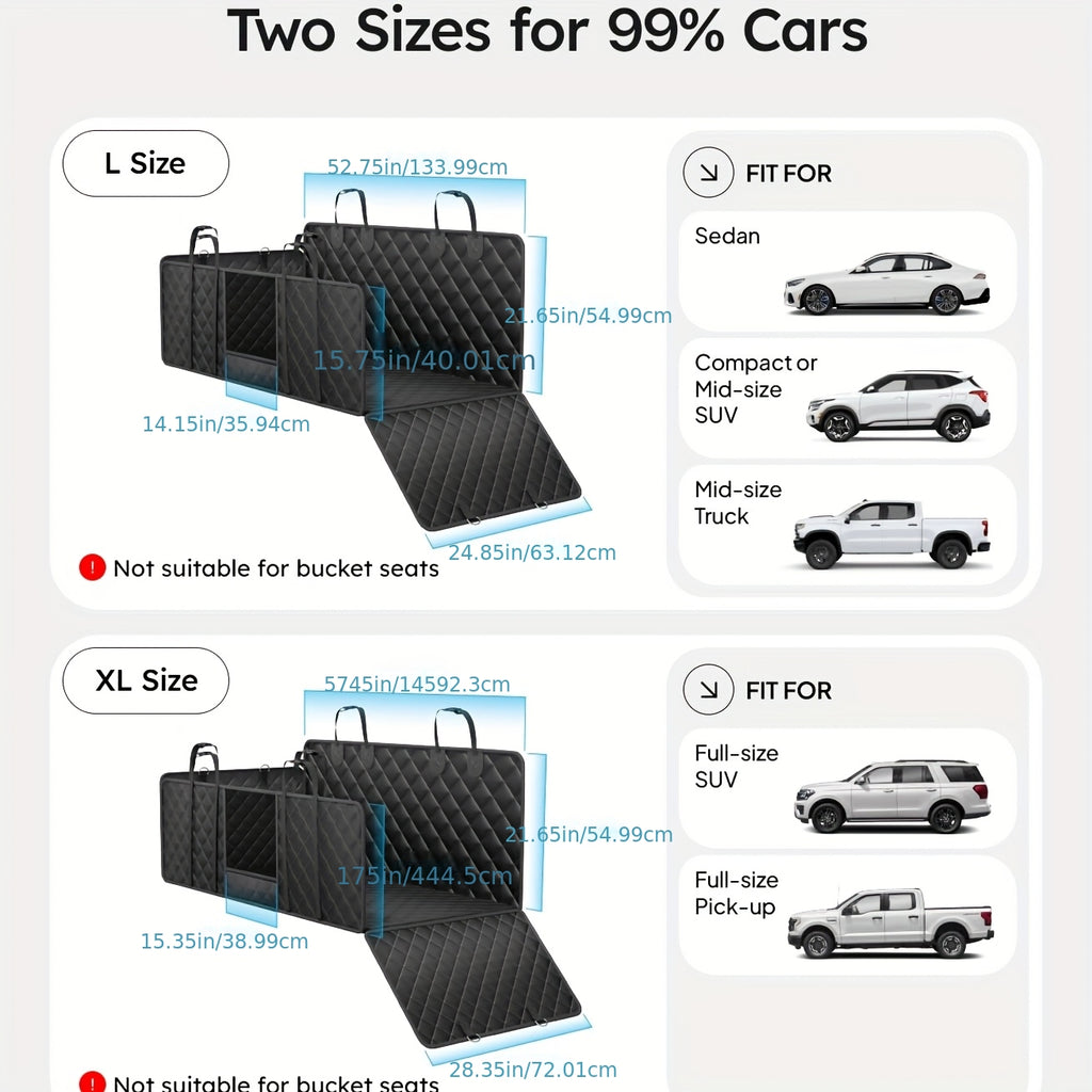 Heavy Duty Dog Hammock with Hard Bottom Support | 450lbs Capacity, XL Size, Suitable for 2-4 Large Dogs, Knit Fabric, Backseat Protector for Truck/SUV