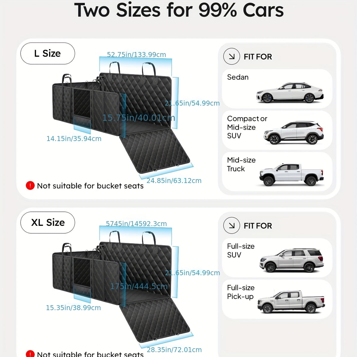 Heavy Duty Dog Hammock with Hard Bottom Support | 450lbs Capacity, XL Size, Suitable for 2-4 Large Dogs, Knit Fabric, Backseat Protector for Truck/SUV