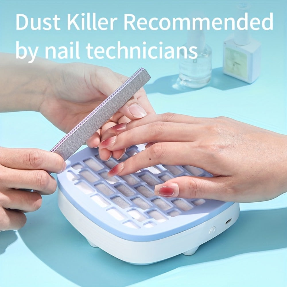 Nail Dust Collector Mini USB Electric Vacuum Cleaner with 10 Filter Pads & Strong Suction – Portable Nail Dust Suction Machine for Acrylic Gel Filing, Home Nail Station, Salon & Travel, White Pink Blue