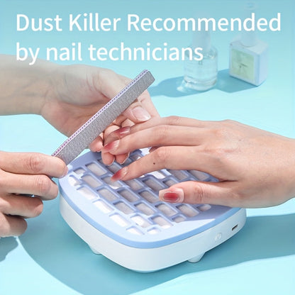 Nail Dust Collector Mini USB Electric Vacuum Cleaner with 10 Filter Pads & Strong Suction – Portable Nail Dust Suction Machine for Acrylic Gel Filing, Home Nail Station, Salon & Travel, White Pink Blue