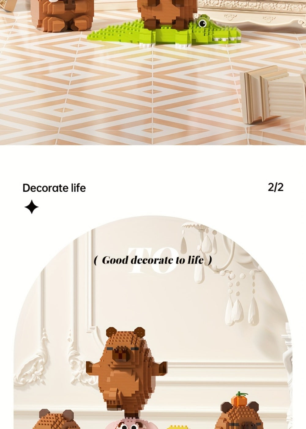 Capybara Micro Brick Building Set 562pcs Collector Edition – Miniature DIY Assembly Desk Decor Stress Relief Toy for Kids Teens Adults Capybara Lover Gift Birthday Easter Christmas Multiple Scenes