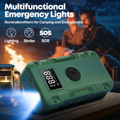 Jump Starter 10000A 7-in-1 with Air Pump – 150PSI Tire Inflator, Portable Battery Booster for Gas & Diesel, USB & USB-C Power Bank, LED Emergency Light