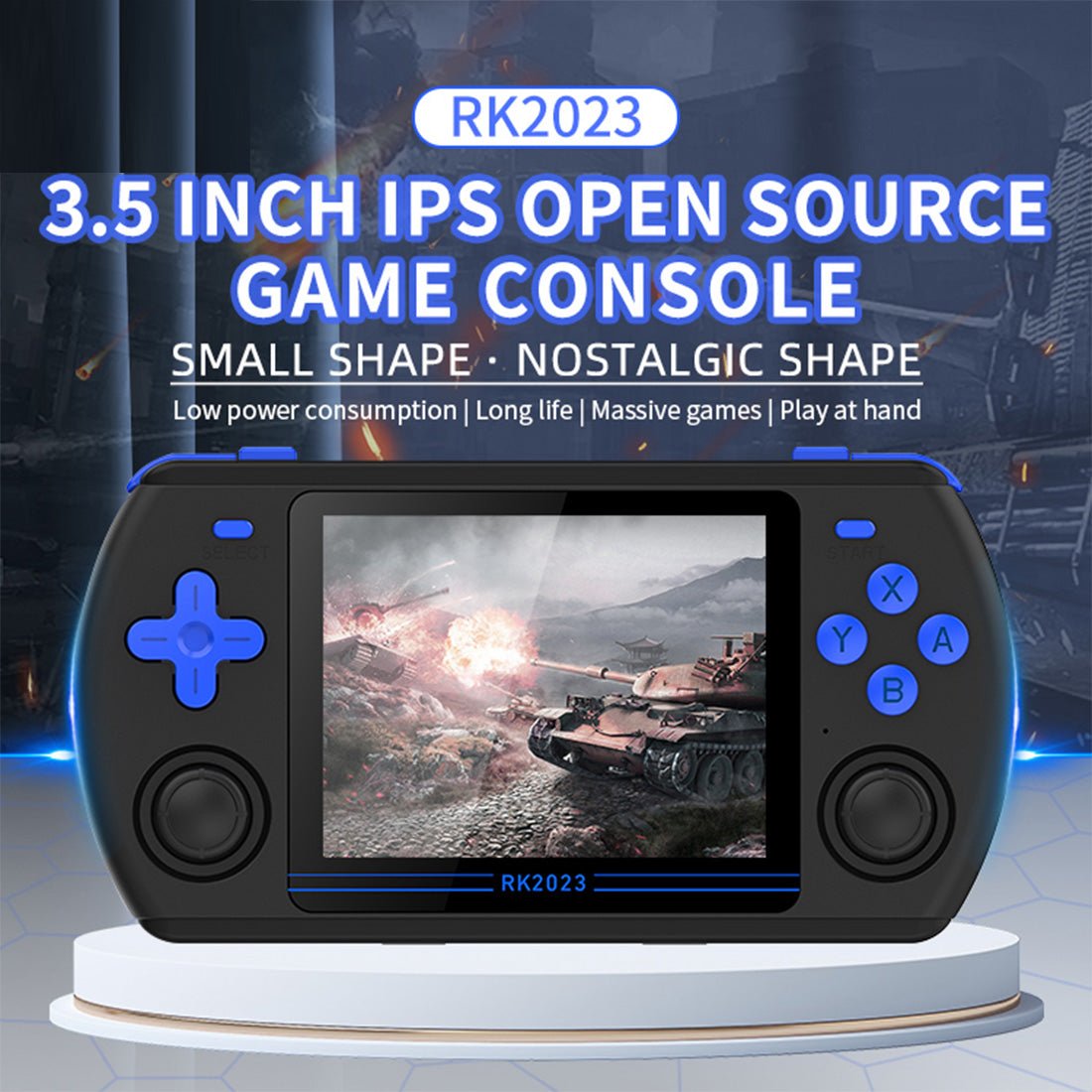 Retro Handheld Game Console Powkiddy RK2023 3.5 Inch IPS RK3566 Quad-Core 8-Hour Battery Dual TF Card HDMI Output Linux Emulator Portable Gaming Device