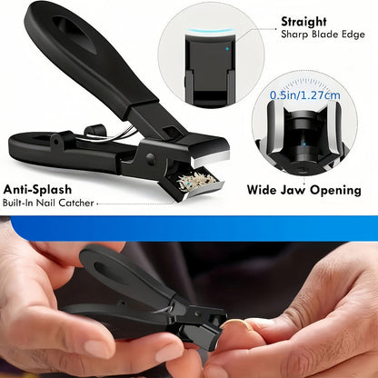 Concave Blade Wide Jaw Nail Clippers for Thick Toenails 5pcs Set Heavy Duty Stainless Steel Ingrown Toenail Trimmer Professional Pedicure Tool for Seniors Men Elderly