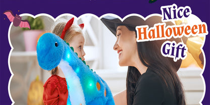 Dinosaur Stuffed Animal Plush Glowing Blue Dino with Music LED Light Up Soft Toy Glow in the Dark Birthday Gift for Kids Boys Girls Dinosaur Lovers