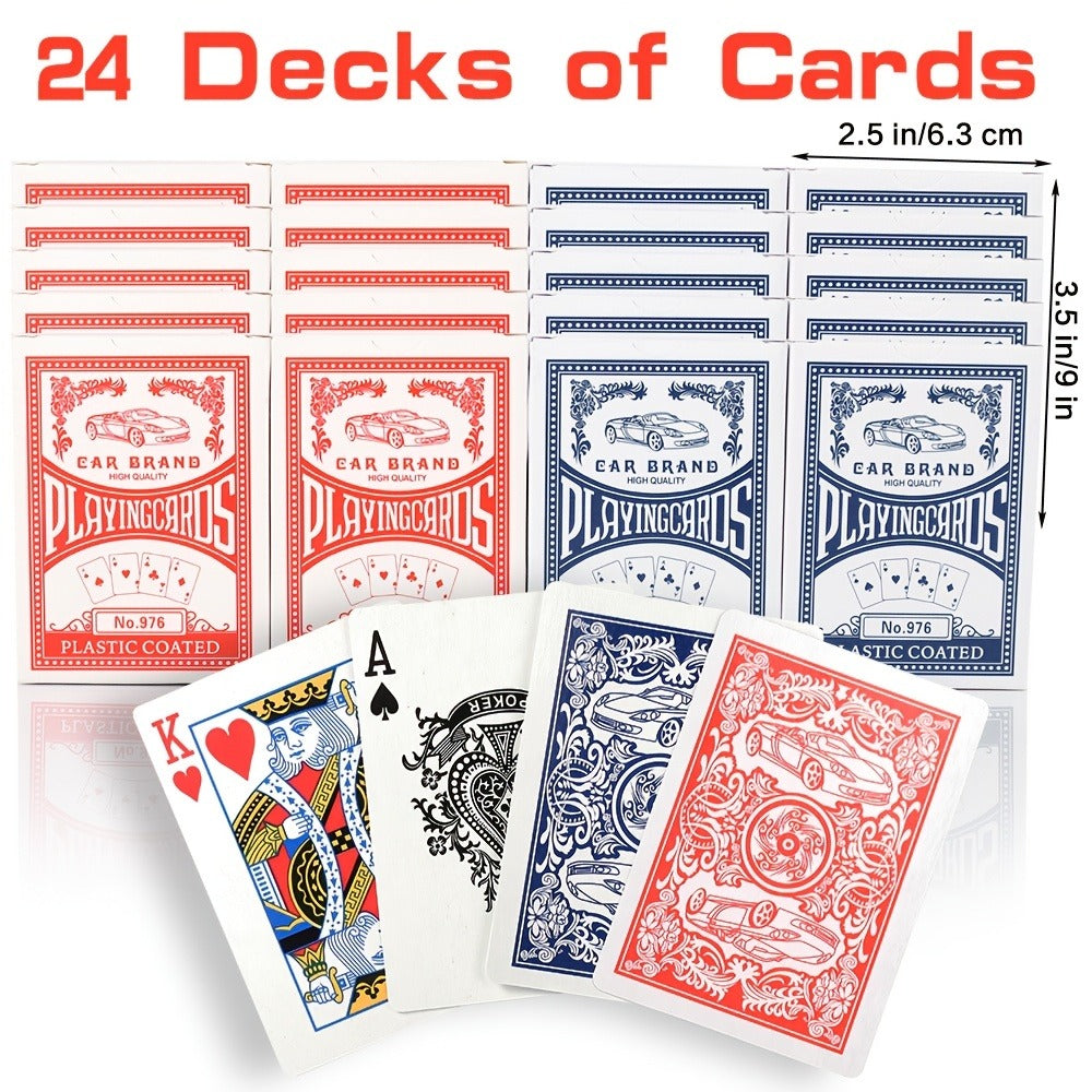 2026 World Cup Playing Cards – Bulk 24 Decks Set, Premium Coated Cardstock, Standard Size 2.5"x3.5", Blue & Red Soccer Fan Card Game for Family, Parties & Christmas | Toy Play Nest