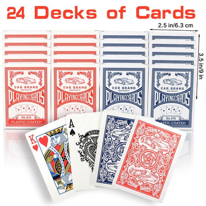 2026 World Cup Playing Cards – Bulk 24 Decks Set, Premium Coated Cardstock, Standard Size 2.5"x3.5", Blue & Red Soccer Fan Card Game for Family, Parties & Christmas | Toy Play Nest