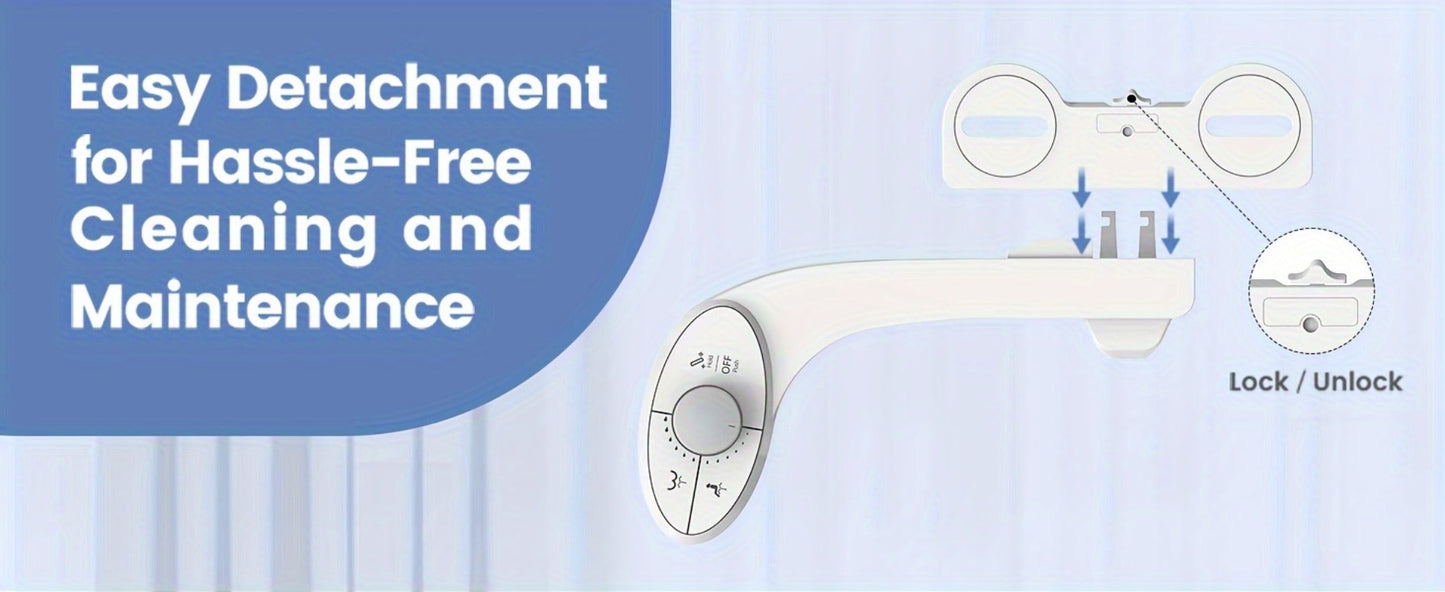 Ultra-Slim Non-Electric Bidet Attachment for Toilet, Self-Cleaning Dual Retractable Nozzles, Adjustable Water Pressure, Fresh Water Sprayer, US Standard, Easy Install
