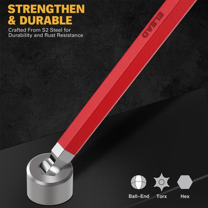 Allen Wrench Set Ball End Hex Key - SAE & Metric Color-Coded with T-Handle & Torx Keys Chrome Vanadium Steel for Bicycle Repair Auto DIY Home Improvement
