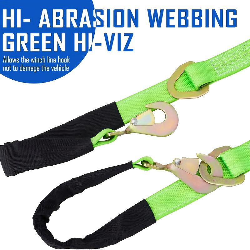 2pcs/set Mytee Products V-Bridle Strap 2" X 6' W/Snap Hooks W/Cordura Sleeve And Axle V-Bridle Strap 2" X 4' W/Snap Hooks/Cordura Sleeve And Axle Strap, D Ring Middle, Heavy-Duty Tow Straps for UTV ATV Truck Car Tractor SUV