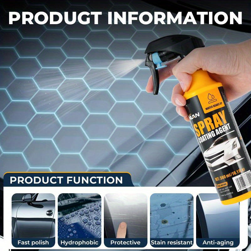 10.14oz NUAN Car Paint Coating & Restoration Solution Stain-Resistant Rainproof Multi-functional Cleaning and Coating Spray- Effectively Cleans Stains, Brightens Car Paint, Provides Quick Coating, and Offers Long-lasting Protection for Car Paint