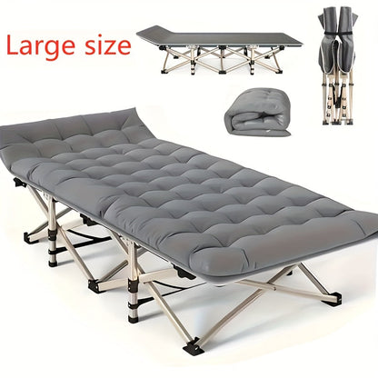 Camping Cot 74 Inch Heavy Duty Folding Bed – Portable Foldable Sleeping Cot with Double-Sided Plaid Mattress & Carry Bag, Outdoor Lounger for Sports Field, Backyard & Guest Use (74x30 in)