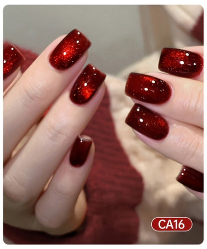 Cat Eye Gel Polish 15ml Plum Bordeaux Magnetic Soak Off UV LED – 3D Light-Shifting Effect Quick Dry Semi-Permanent Long-Lasting Fall Winter Dark Nail Colors for DIY & Salon Nail Art Women