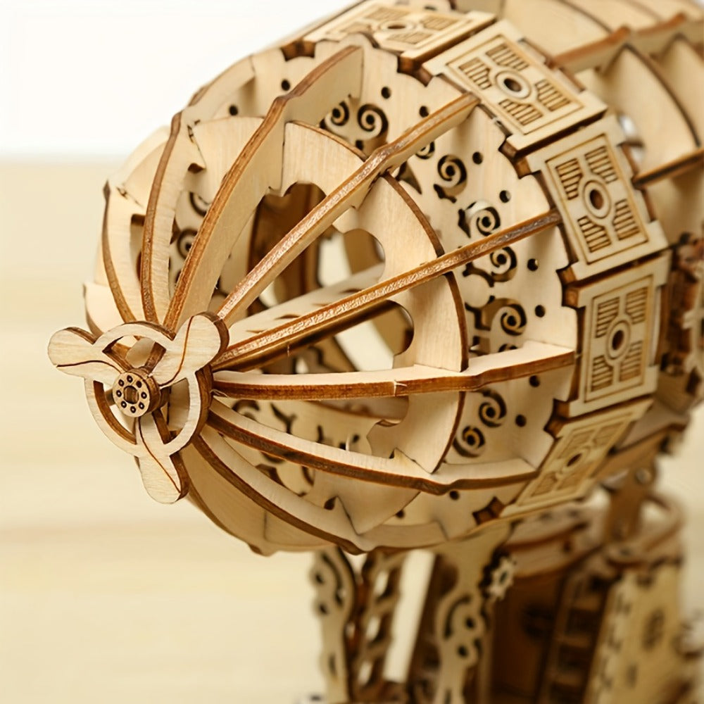 Steampunk Airship Wooden Model Kit – DIY Mechanical Puzzle Building Set for Adults & Teens, Laser-Cut Handcraft Brain Teaser, Unique Birthday Christmas Gift for Men Women