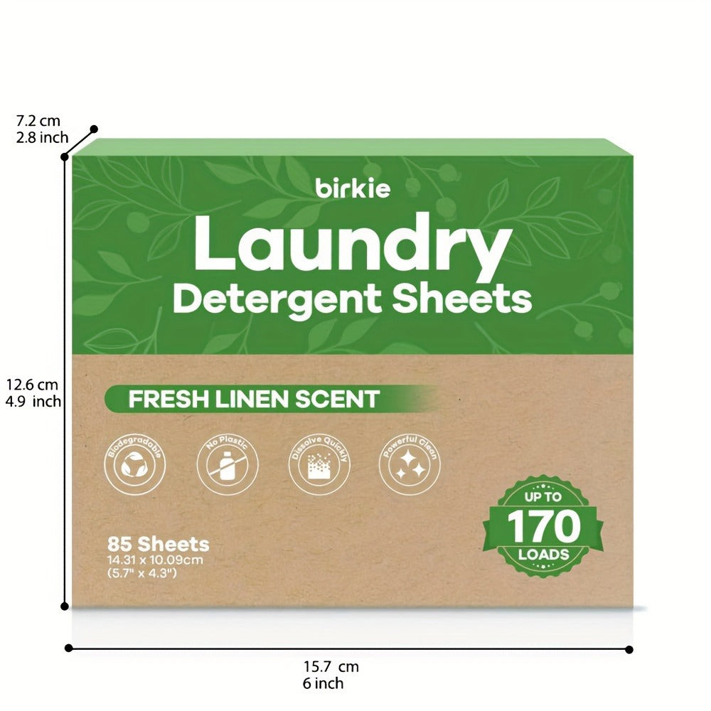Laundry Detergent Sheets 85 Sheets 170 Loads – Liquid-Free Eco Laundry Strips, No Plastic Jug, Fresh Linen Scent, HE & Standard Washer Compatible