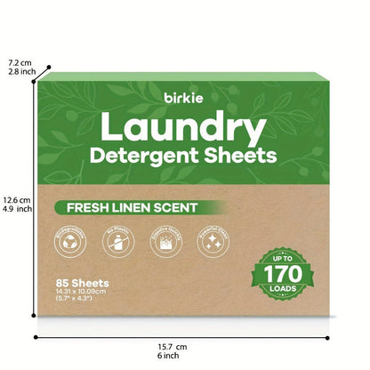 Laundry Detergent Sheets 85 Sheets 170 Loads – Liquid-Free Eco Laundry Strips, No Plastic Jug, Fresh Linen Scent, HE & Standard Washer Compatible