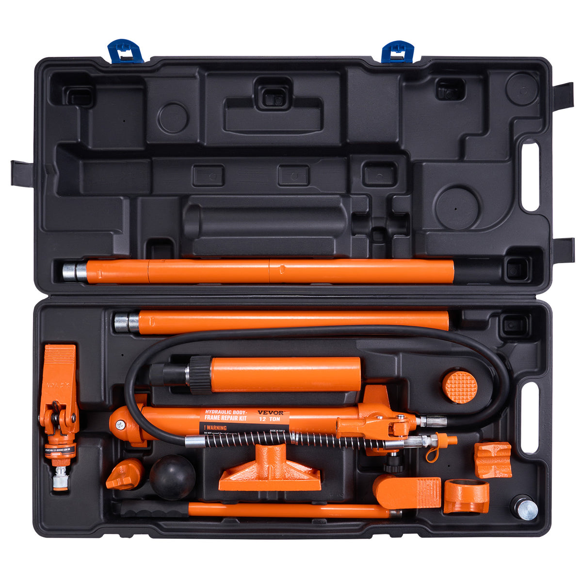 VEVOR 12 Ton Porta Power Kit, Hydraulic Ram with Pump with 4.6 ft/1.4 m Oil Hose, Portable Hydraulic Jack with Storage Case for Automotive, Garage, Farm, Mechanic (26455 LBS)