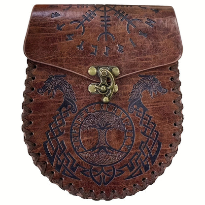 Viking Faux Leather Waist Bag Medieval Belt Pouch Handmade Retro Style – LARP Renaissance Faire Cosplay Stage Prop Costume Accessory for Men Women, Multiple Designs