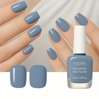 Quick-Dry Nail Polish No Lamp Needed Gray Blue 2pcs – Long-Lasting Glossy Gel-Like Shine, Alcohol-Free Easy-Off Formula 0.35 fl oz, Elegant Shade for Daily Professional Manicure Women