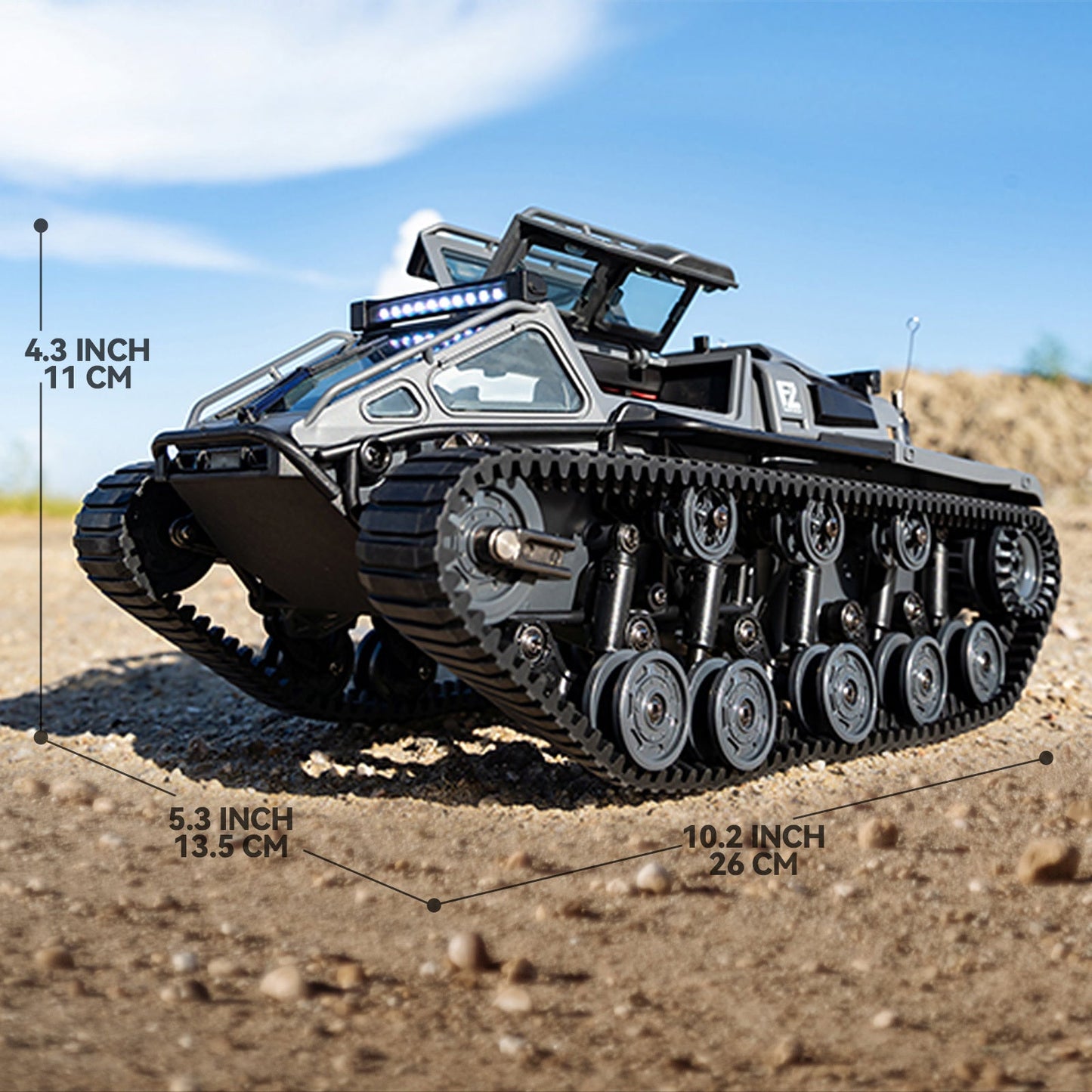 Full-Proportional RC Tracked Tank with LED Lights – Alloy Door Open Military War Vehicle All-Terrain Off-Road Remote Control Tank for Kids Adults, 1 or 2 Battery Options, Best Birthday Gift