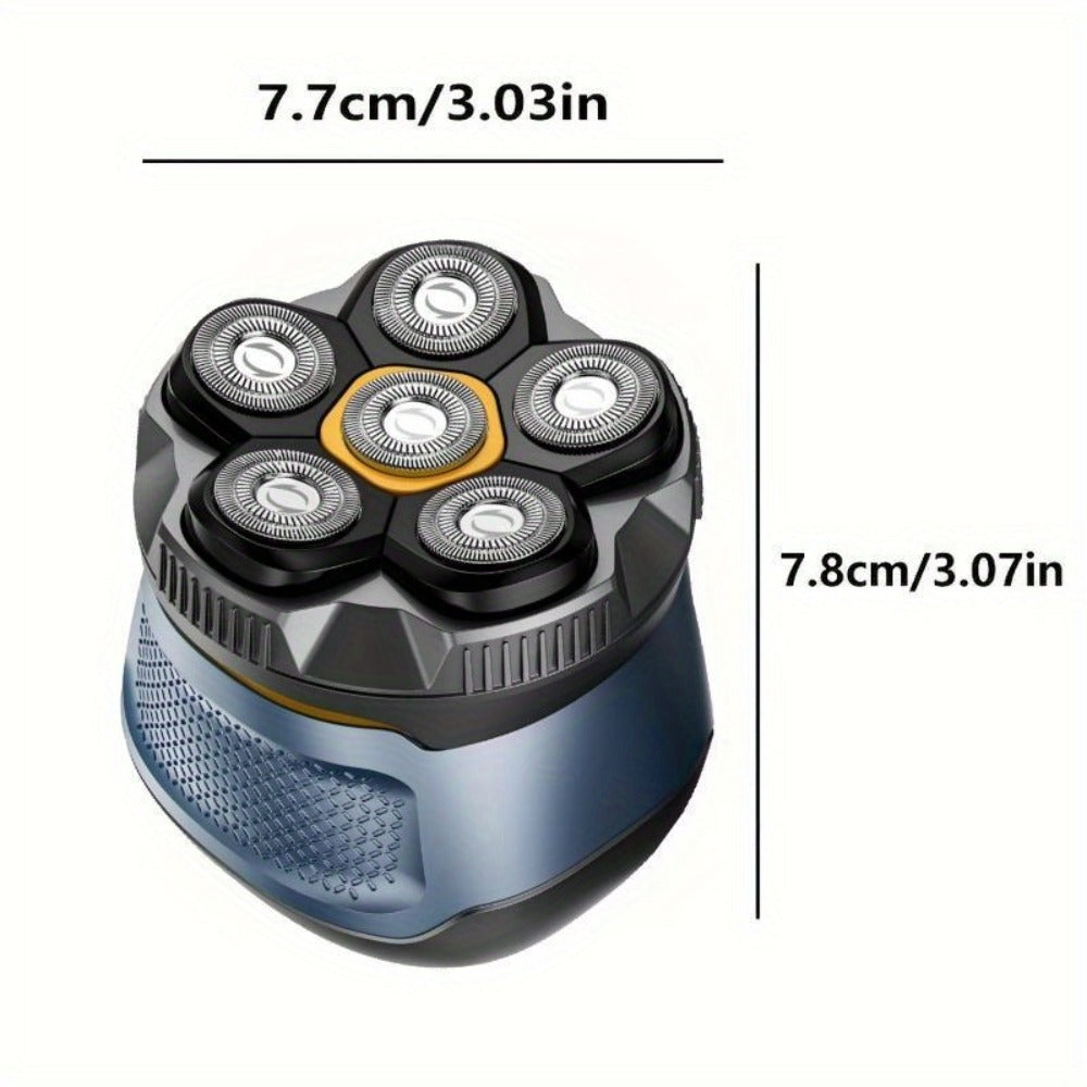 6D Magnetic Rotary Head Shaver IPX7 Waterproof Rechargeable – Quiet Motor Bald Head Shaver & Beard Trimmer with Replaceable Magnetic Blade Heads, Wet Dry Grooming Kit Gift for Men