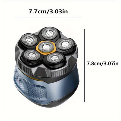 6D Magnetic Rotary Head Shaver IPX7 Waterproof Rechargeable – Quiet Motor Bald Head Shaver & Beard Trimmer with Replaceable Magnetic Blade Heads, Wet Dry Grooming Kit Gift for Men