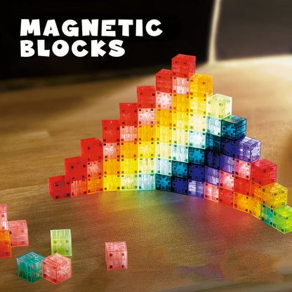 3D Magnetic Cubes 54PCS for Kids – True Three-Dimensional STEM Building Blocks Set, Geometry Magnet Cube Toy for Toddlers Boys & Girls Ages 3 4 5 6, Creative Open-Ended Construction, Birthday Christmas Gift