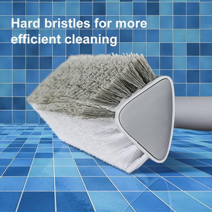 Cleaning Brush with Long Handle 180° Rotating Double-Sided Stiff Bristles Floor Scrub Brush for Bathroom Kitchen Patio Tile Shower Outdoor Heavy Duty Multi-Purpose Scrubber with Stainless Steel Handle