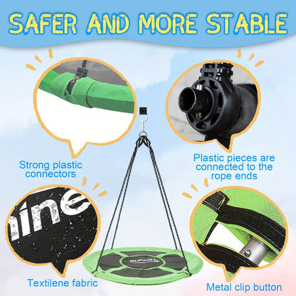 43 Inch Saucer Swing for Kids Outdoor – 360° Spinning Nest Swing with Swivel, Adjustable Ropes & Hanging Straps for Tree or Swing Set | Best Backyard Birthday Gift for Boys and Girls