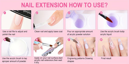 Complete Acrylic Nail Kit with Drill & UV LED Light — Colored Acrylic Powders & All Tools Included for Beginners Beautiful Nail Designs Professional Starter Set