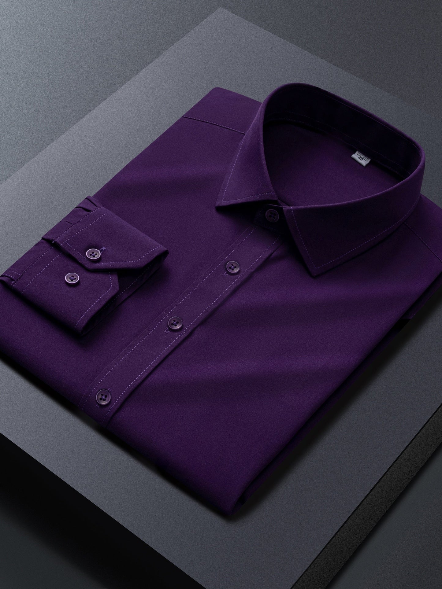 Men's Solid Long Sleeve Dress Shirt - Stretch 3